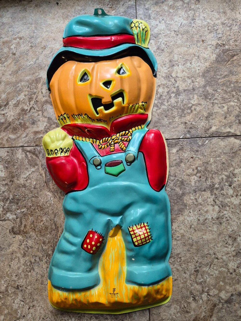 Vintage 1977 Artform Industries Halloween Vacuform Scarecrow Plastic Wall Decor